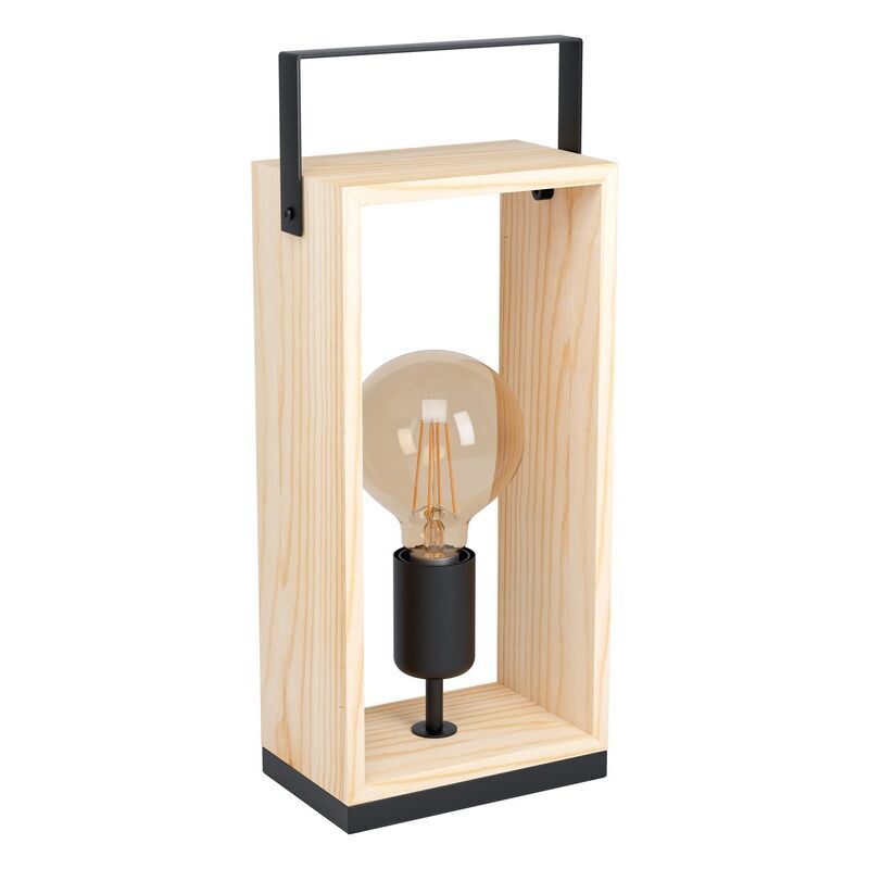Lampe de table en bois noire, Olaf, avec interrupteur