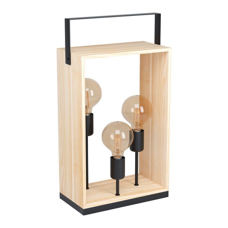 Lampe de table en bois noire, Olaf, avec interrupteur Lampe de table en bois noire, Olaf, avec interrupteur