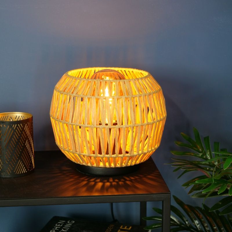 Lampe de table en papier marronne, Serhan, avec interrupteur