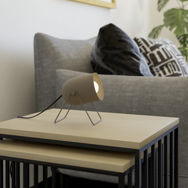Lampe de table marronne en acier, Tjitte, avec interrupteur