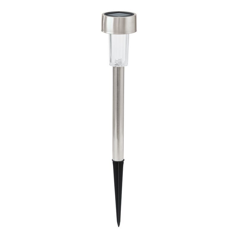 Spot à piquer extérieur argenté en acier inoxydable, Zora, 0,5W, 3000K LED, IP44, avec interrupteur Spot à piquer extérieur argenté en acier inoxydable, Zora, 0,5W, 3000K LED, IP44, avec interrupteur