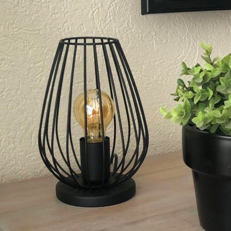 Lampe de table noire en métal, Kitana, avec interrupteur