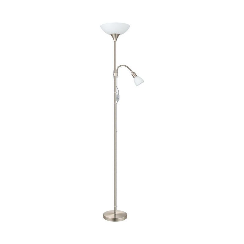 Lampadaire liseuse nickel en plastique, Burgo, avec interrupteur Lampadaire liseuse nickel en plastique, Burgo, avec interrupteur