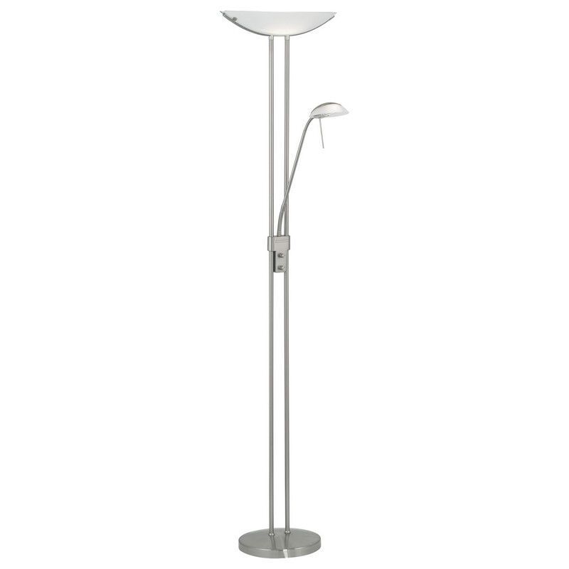 Lampadaire liseuse nickel en verre, Brava, avec interrupteur