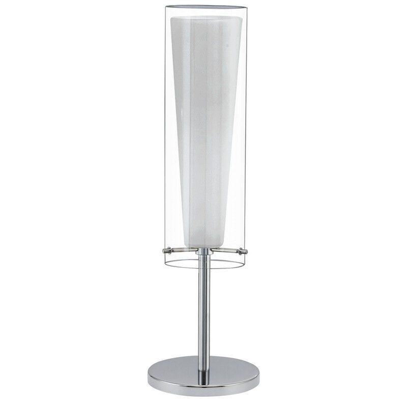 Lampe de table chromée en verre, Barceno, avec interrupteur Lampe de table chromée en verre, Barceno, avec interrupteur