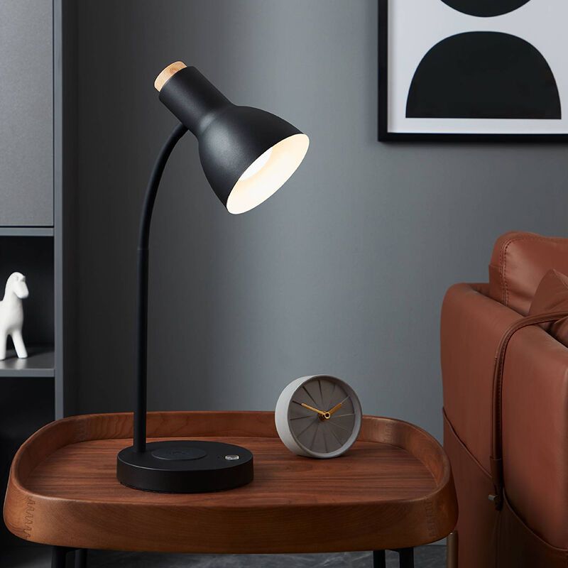 Lampe de table noire en aluminium, Serena, 5,5W, 3000K LED, avec variateur tactile Lampe de table noire en aluminium, Serena, 5,5W, 3000K LED, avec variateur tactile