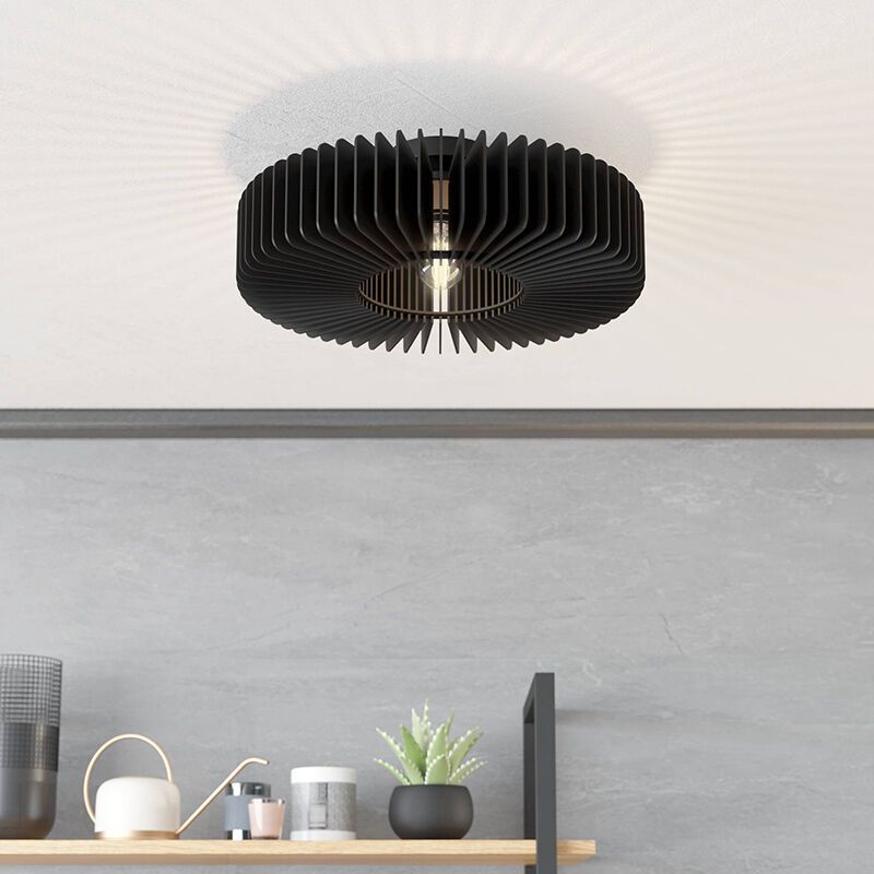 Lampe plafond noire en bois, Muna Lampe plafond noire en bois, Muna