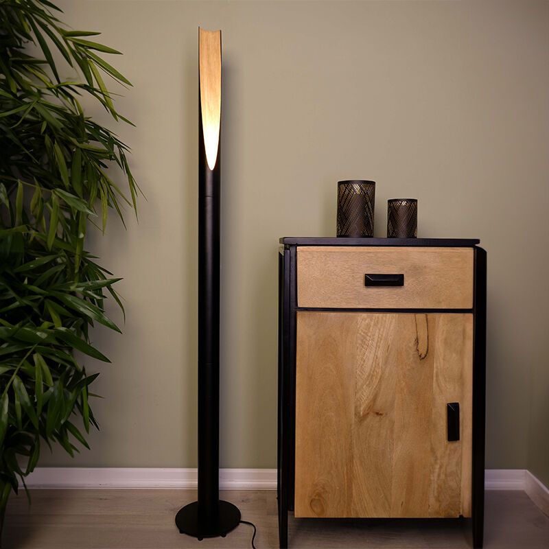 Lampadaire marron en aluminium, Aloysius, avec interrupteur