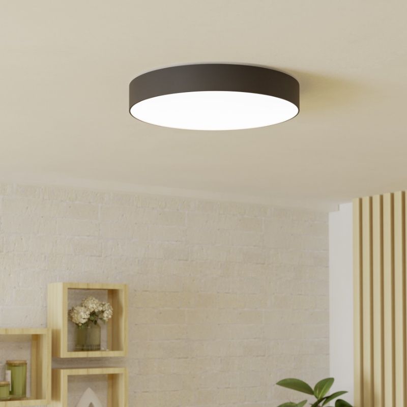 Plafonnier connecté noir en plastique, Germen, 26W, RGBW LED, avec télécommande Plafonnier connecté noir en plastique, Germen, 26W, RGBW LED, avec télécommande