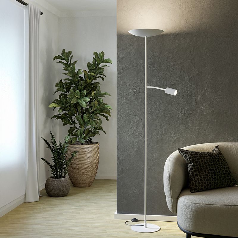 Lampadaire blanc en acier, Crijn, 26,5W, 2700K LED, avec variateur tactile