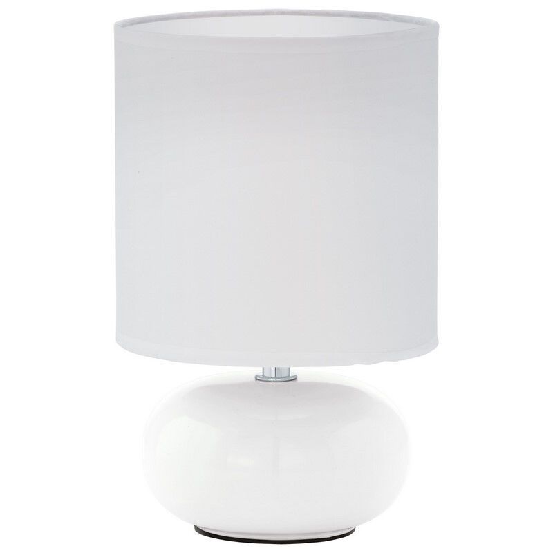 Lampe de table blanche en tissu, Matthew, avec interrupteur Lampe de table blanche en tissu, Matthew, avec interrupteur