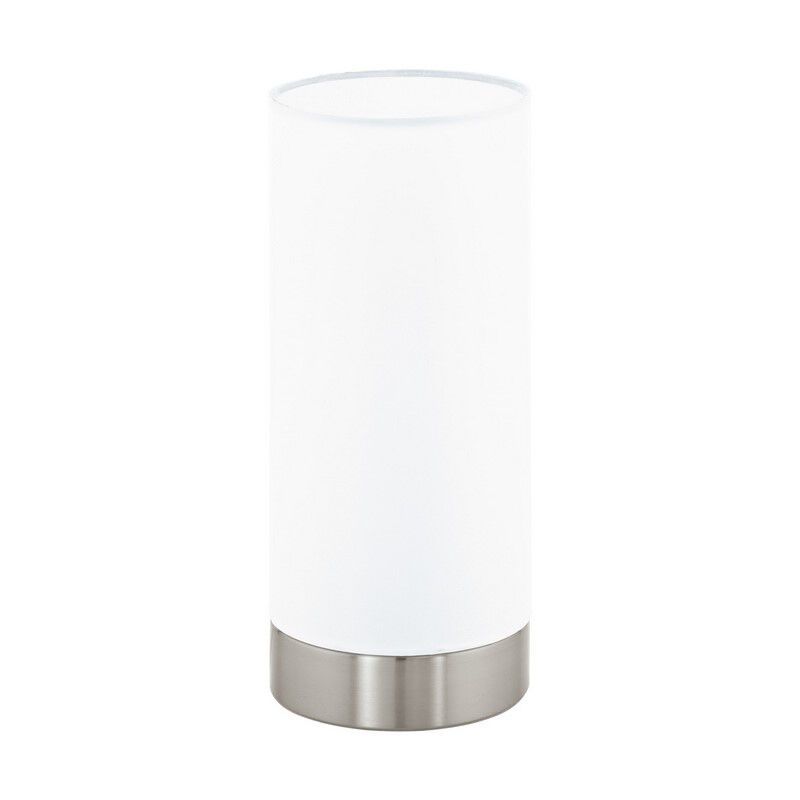 Lampe de table blanche en tissu, Abano, avec variateur tactile