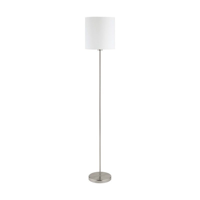 Lampadaire blanc en tissu, Abano, avec interrupteur Lampadaire blanc en tissu, Abano, avec interrupteur