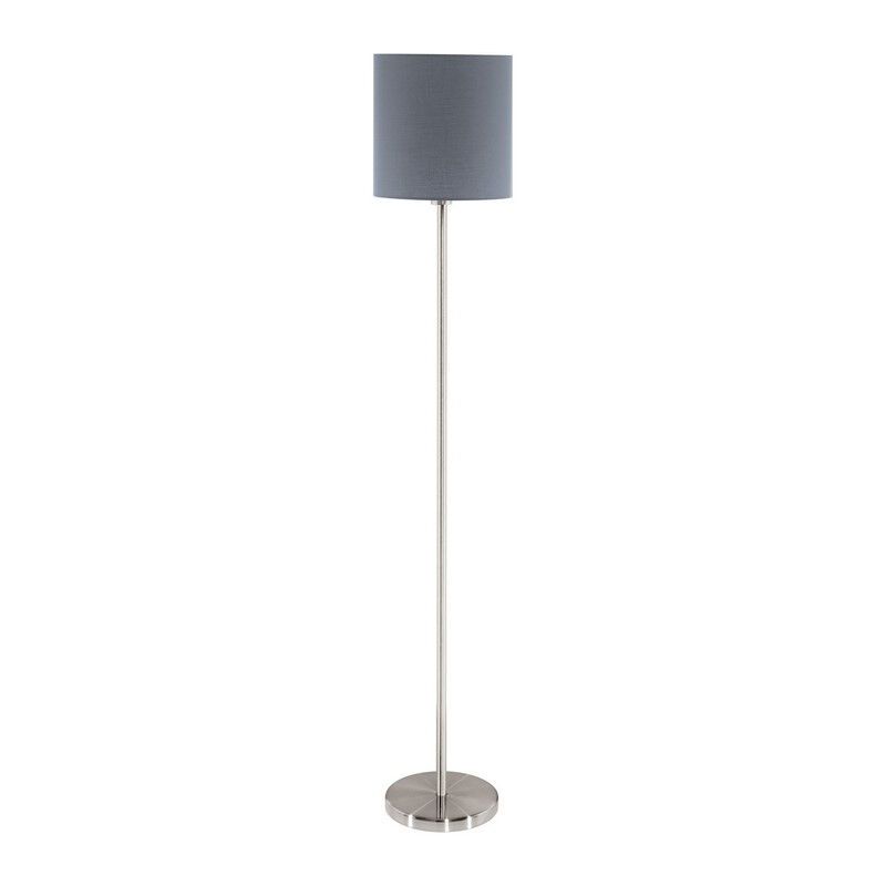 Lampadaire gris en tissu, Abano, avec interrupteur