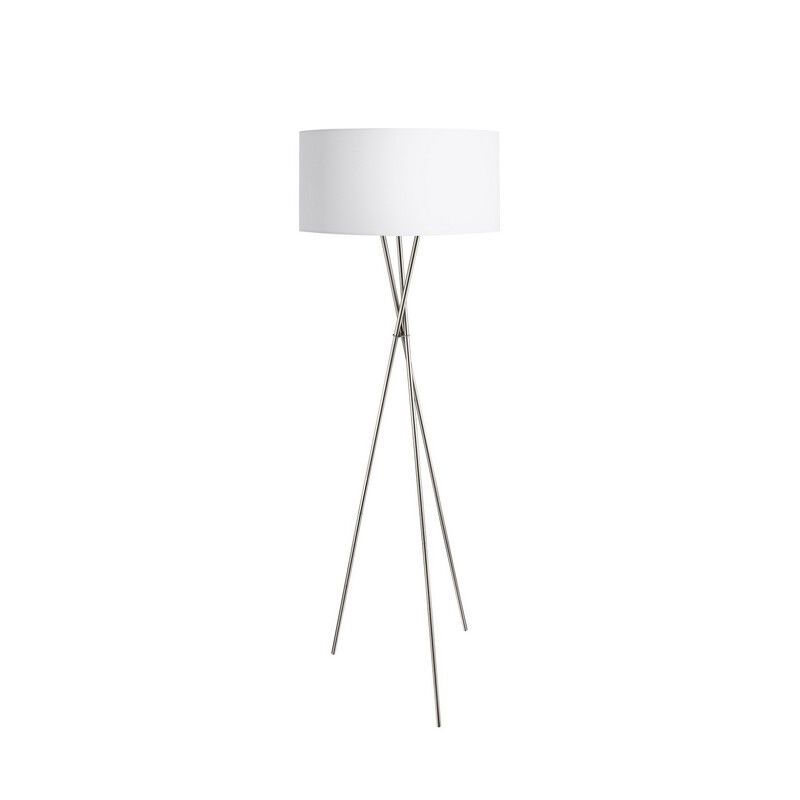 Lampadaire trépied blanc en tissu, Anuschka, avec interrupteur