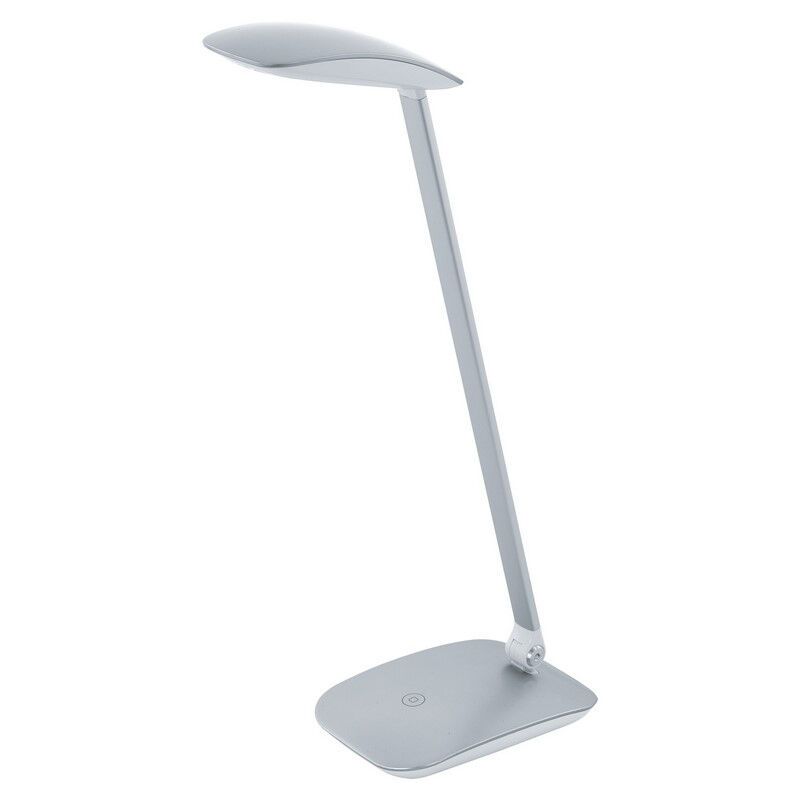 Lampe de bureau argentée en plastique, Arslan, 5W, 4000K LED, avec variateur tactile Lampe de bureau argentée en plastique, Arslan, 5W, 4000K LED, avec variateur tactile