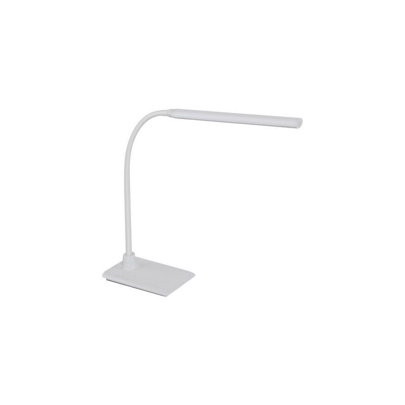 Lampe de bureau blanche en plastique, Brennan, 5W, 4000K LED, avec variateur tactile