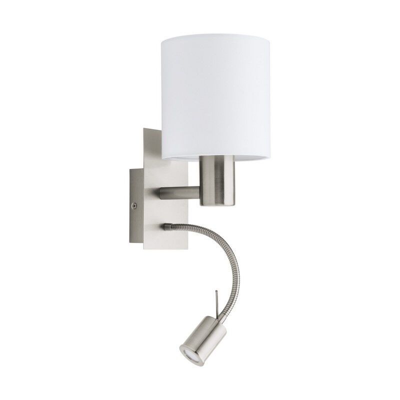 Applique murale blanche en tissu, Abano, avec interrupteur Applique murale blanche en tissu, Abano, avec interrupteur