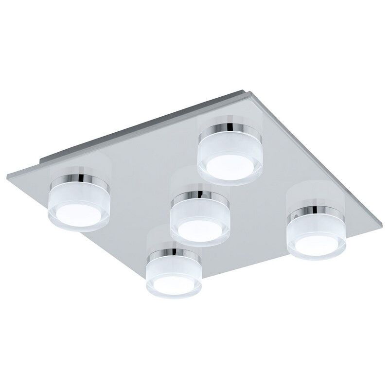 Plafonnier chromé en plastique, Busra, 7W, 3000K LED, IP44