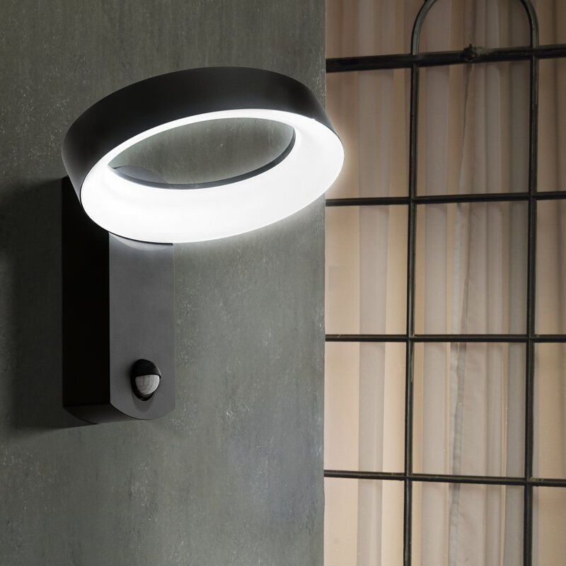 Applique extérieur avec détecteur de mouvement anthracite en aluminium, Lewis, IP44