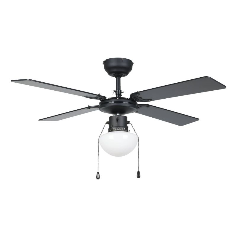 Ventilateur de plafond noir en acier, Otman, avec interrupteur à tirette