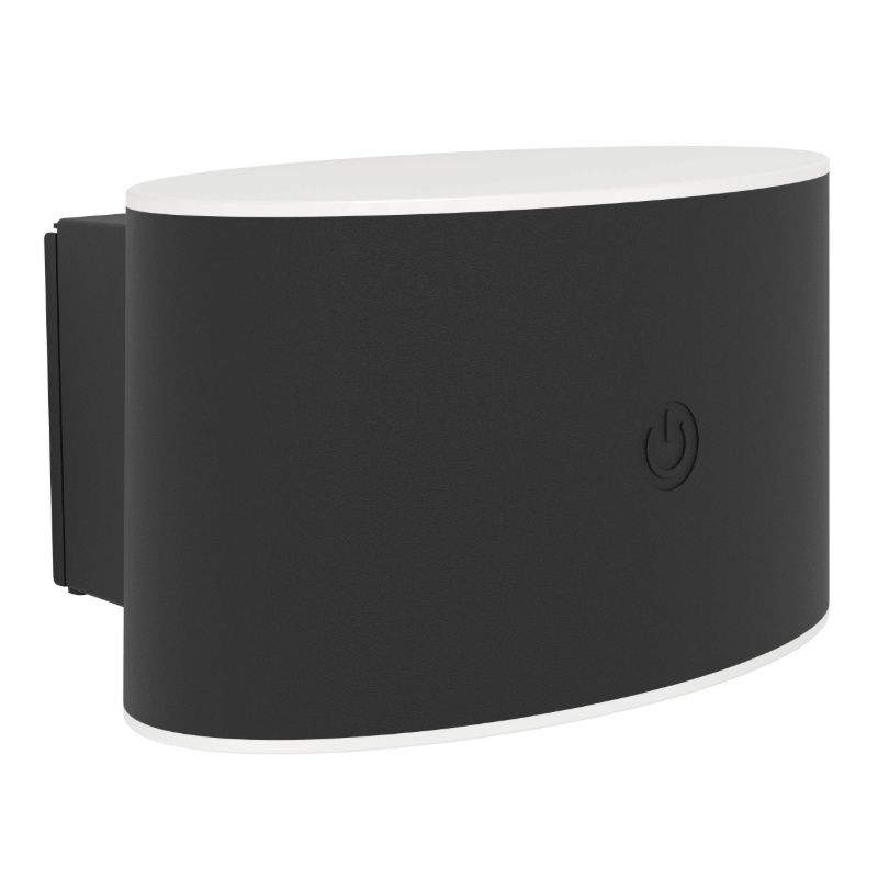 Applique murale noire en plastique, Vishal, 5W, blanc chaud à froid réglable LED, IP44, avec variateur tactile