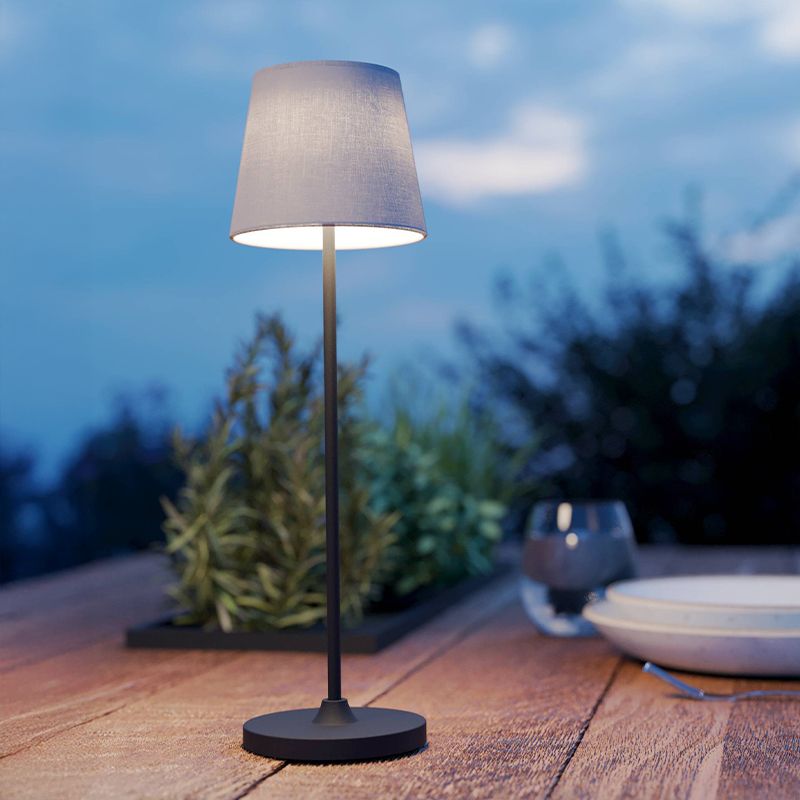 Lampe de table beige en tissu, Latif, 2W, white switch LED, avec variateur tactile