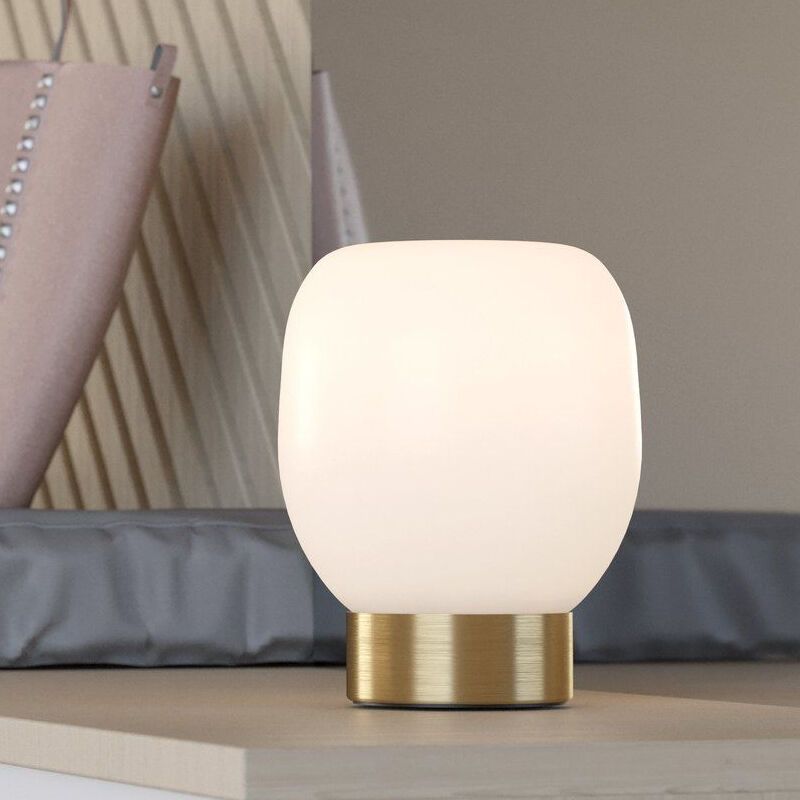 Lampe de table blanche en verre, Jeannine, avec interrupteur