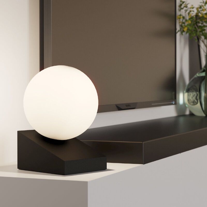 Lampe de table noire en verre, Wesly, avec interrupteur Lampe de table noire en verre, Wesly, avec interrupteur