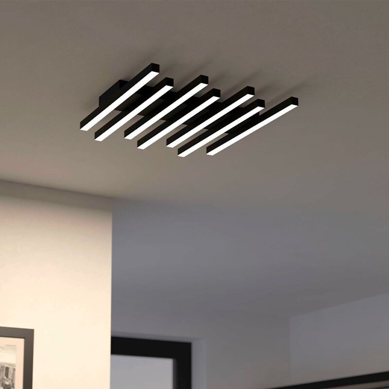 Lampe plafond noire en aluminium, Iona, 25,6W, blanc chaud à froid réglable LED, gradable en 3 étapes Lampe plafond noire en aluminium, Iona, 25,6W, blanc chaud à froid réglable LED, gradable en 3 étapes