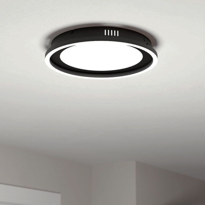 Plafonnier noir en aluminium, Thijn, 11,5W, blanc chaud à froid réglable LED, gradable en 3 étapes