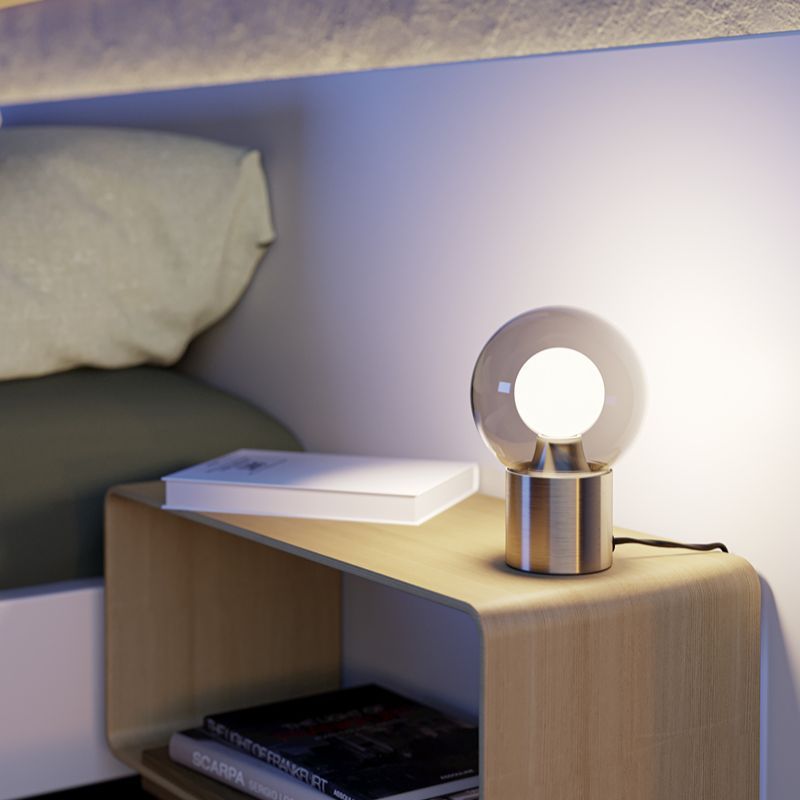 Lampe de table nickel en verre, Bravino, avec variateur tactile