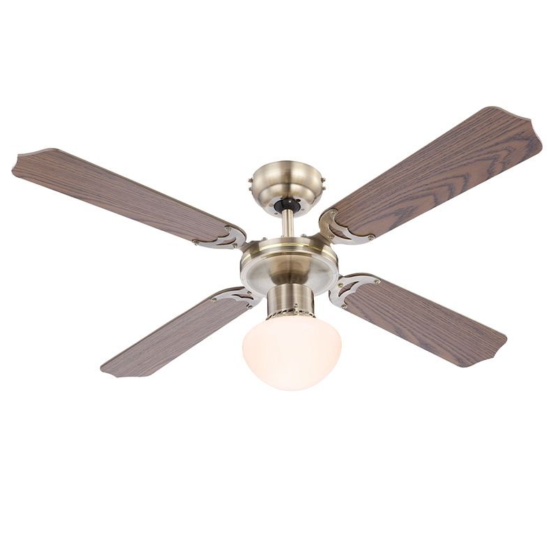 Ventilateur de plafond marron en acier inoxydable, Henza, avec interrupteur à tirette