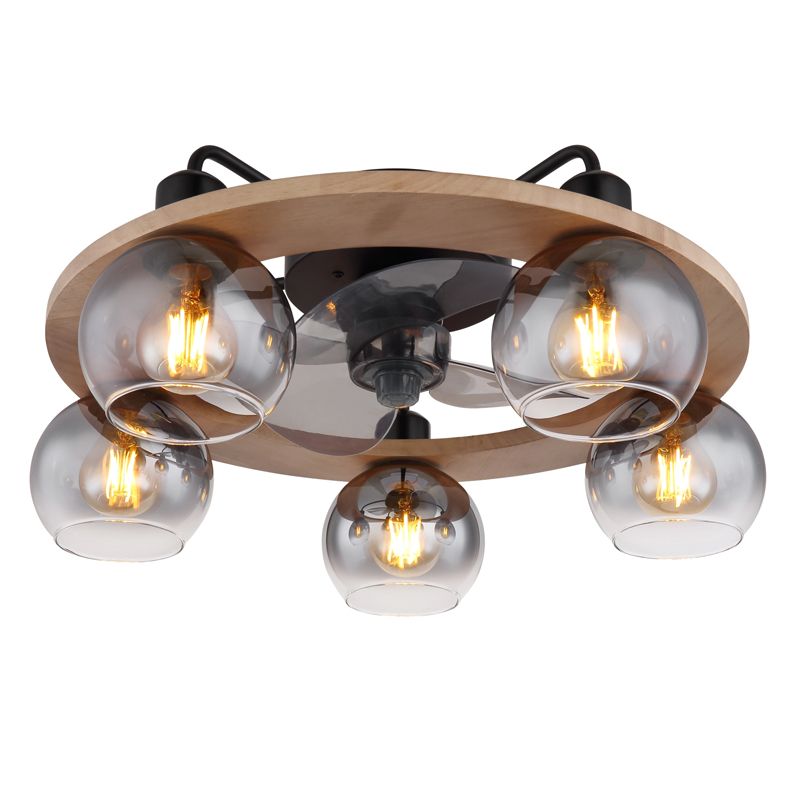 Ventilateur de plafond rustique bois, Jouke, avec télécommande