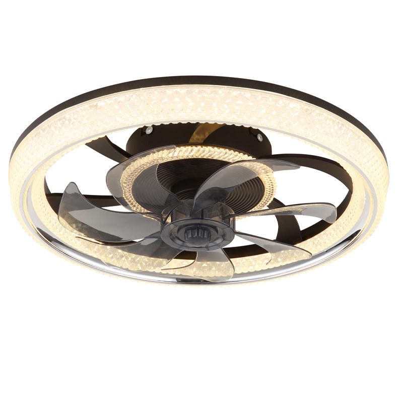 Ventilateur de plafond noir acrylique, Kaleb, 30W, blanc chaud à froid réglable LED, avec télécommande