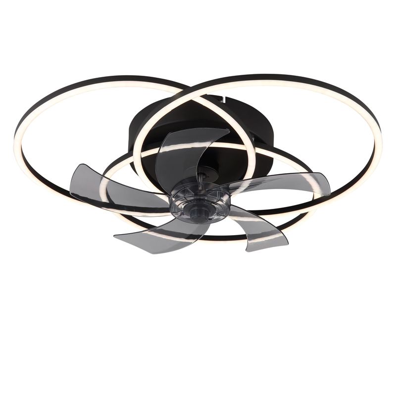 Ventilateur de plafond noir en aluminium, Kamiel, 40W, blanc chaud à froid réglable LED, avec télécommande
