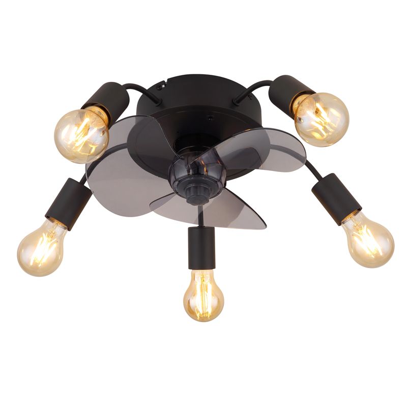 Ventilateur de plafond noir en métal, Kiet, avec télécommande Ventilateur de plafond noir en métal, Kiet, avec télécommande