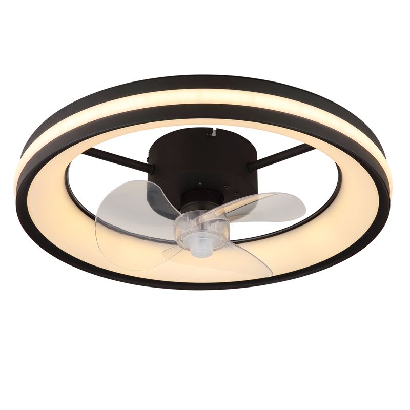 Ventilateur de plafond noir en plastique, Klaaske, 30W, blanc chaud à froid réglable LED, avec télécommande
