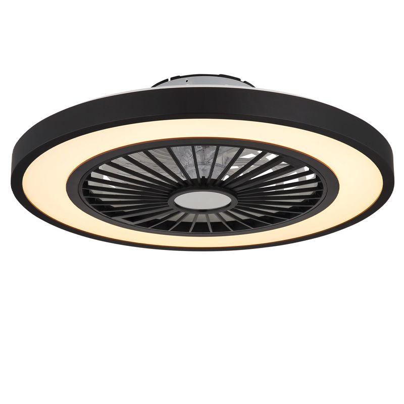 Ventilateur de plafond noir en plastique, Komal, 45W, blanc chaud à froid réglable LED, avec télécommande