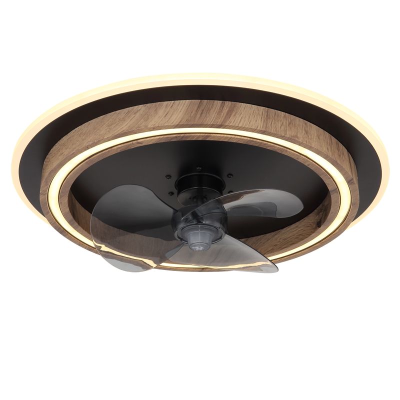 Ventilateur de plafond marron en plastique, Lamine, 32W, blanc chaud à froid réglable LED, avec télécommande Ventilateur de plafond marron en plastique, Lamine, 32W, blanc chaud à froid réglable LED, avec télécommande