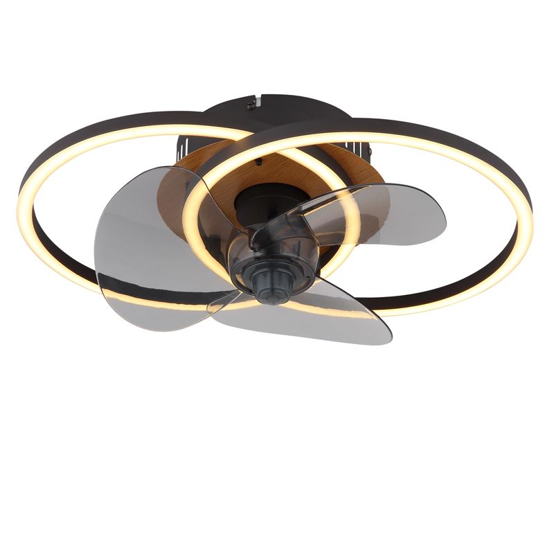 Ventilateur de plafond noir en métal, Leif, 24W, blanc chaud à froid réglable LED, avec télécommande