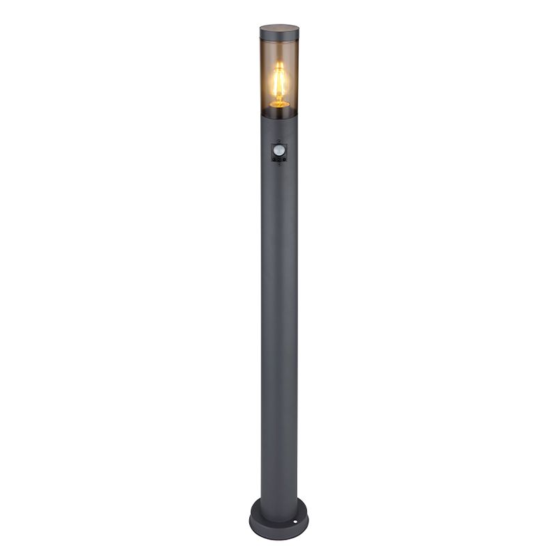 Lampadaire extérieur avec détecteur de mouvement noir en acier inoxydable, Ishara, IP44