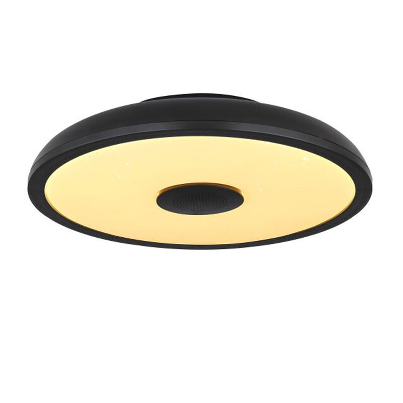 Lampe plafond noire en plastique, Musica, 18W, couleur réglable LED, IP44, avec télécommande