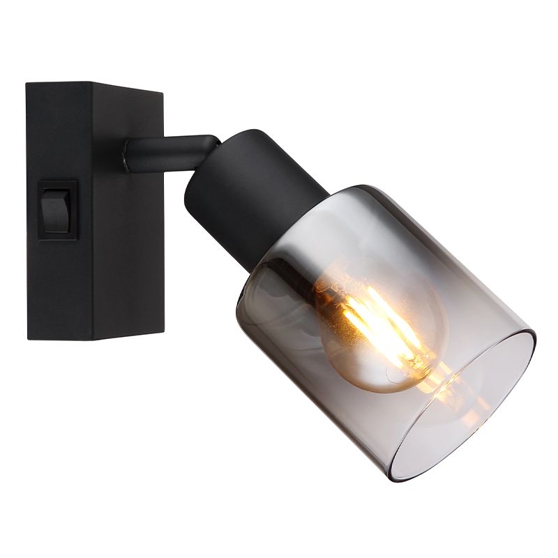 Spot mural noir en métal, Norbert, avec interrupteur
