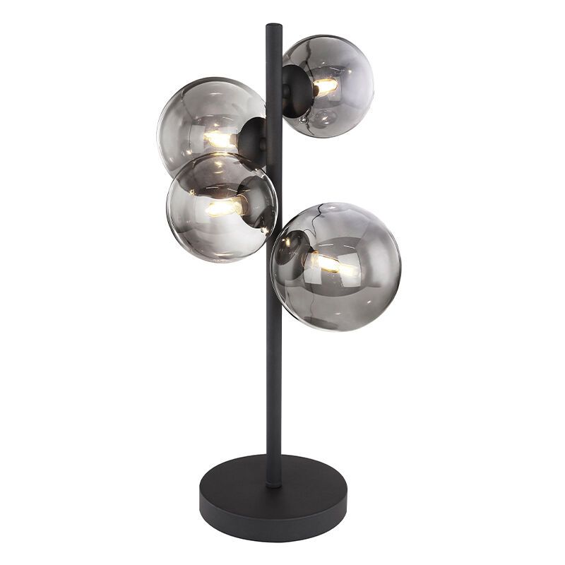 Lampe de table noire en verre, Melinda, avec interrupteur Lampe de table noire en verre, Melinda, avec interrupteur