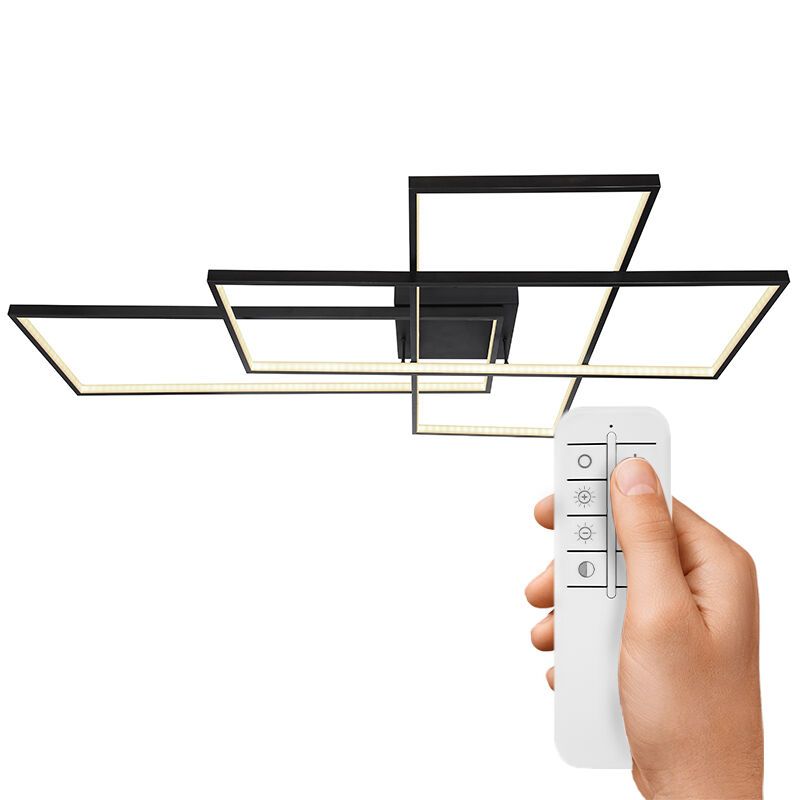 Lampe plafond noire en plastique, Terri, 100W, blanc chaud à froid réglable LED, avec télécommande