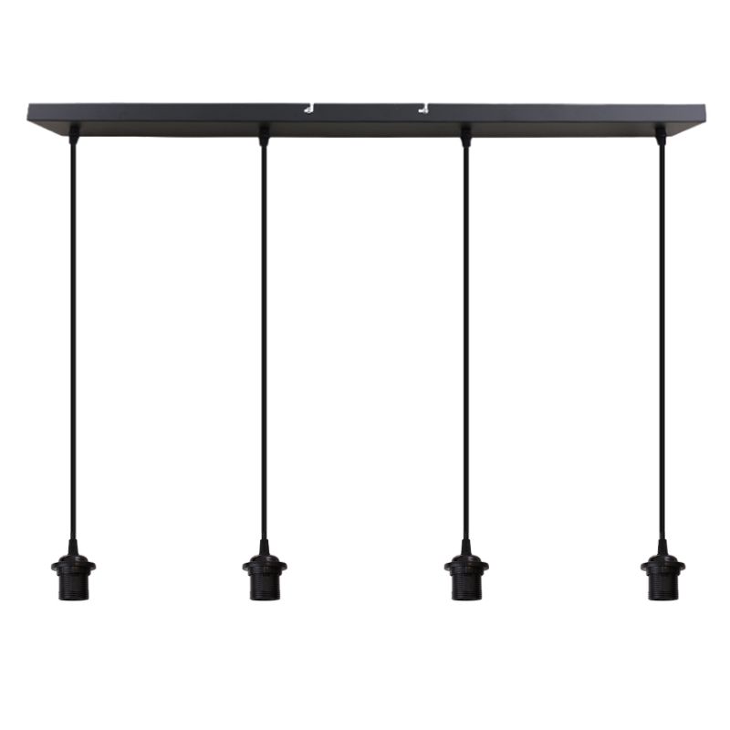 Suspension sans abat-jour noire en aluminium, Rika