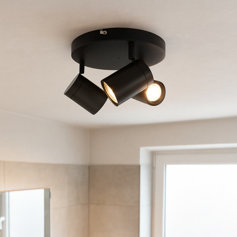 Spot plafond noir moderne, Ciara, IP44 Spot plafond noir moderne, Ciara, IP44