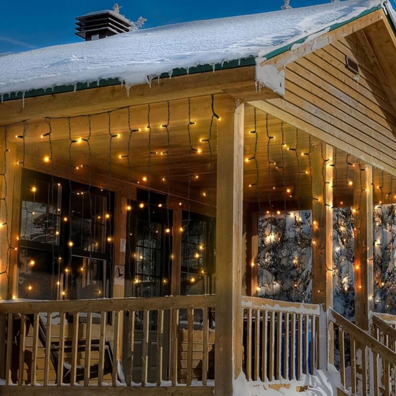 2 mètres guirlande stalactite, 70 cm de haut, blanc chaud, IP44, avec effet des chutes de neige