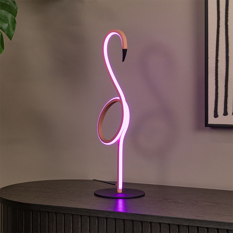 Lampe de table moderne rose, Flamingo, 5,5W, RGB LED, avec télécommande